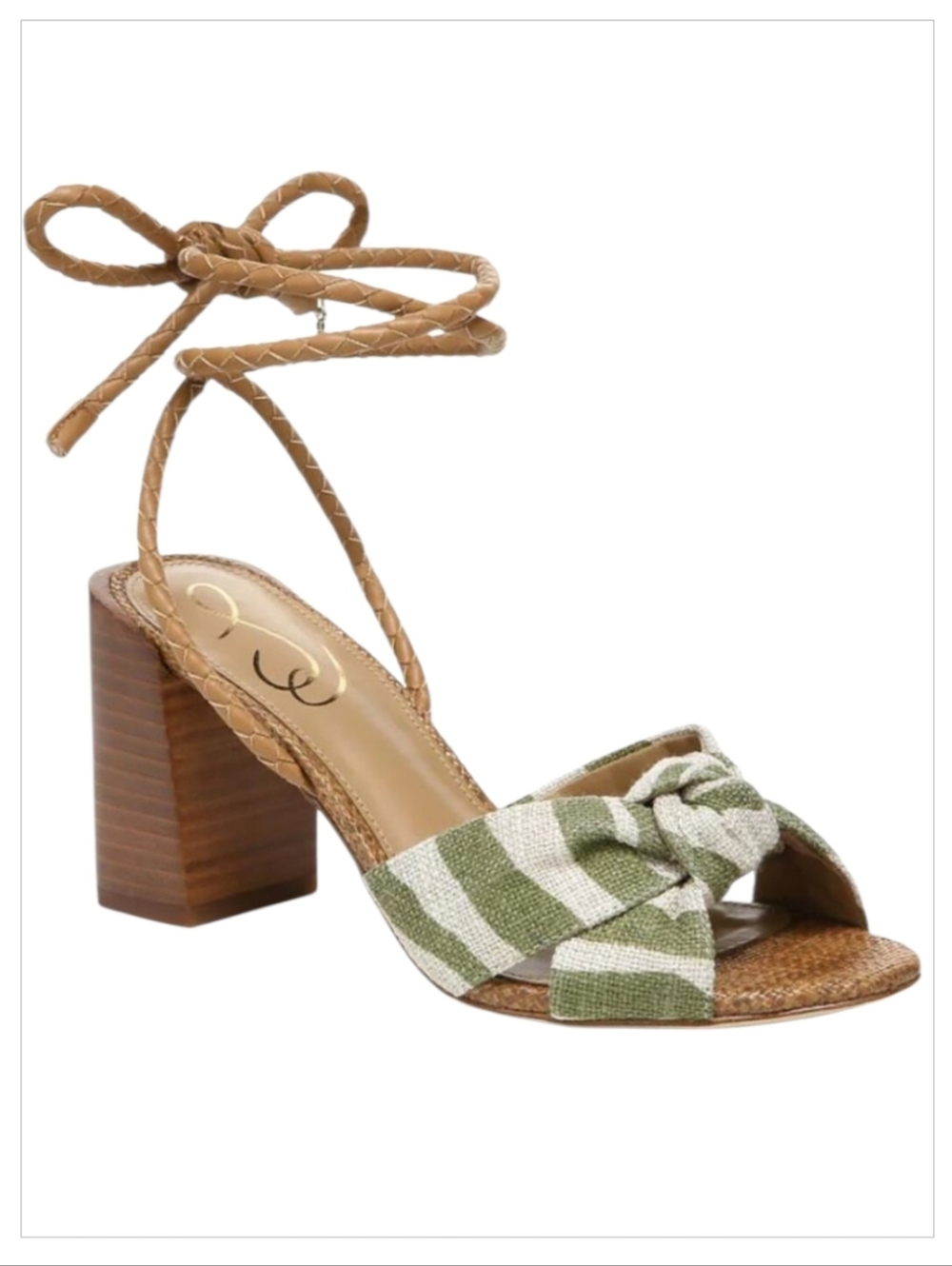 Sam Edelman Bodhi Block Heel Sandal Soft Fern Natural 7 NWT